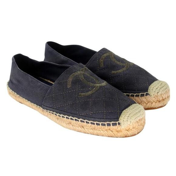 Chanel Stacked Espadrille 37 Embroidered Canvas Quilted Flats CC-0707N-0011 - Picture 5 of 11
